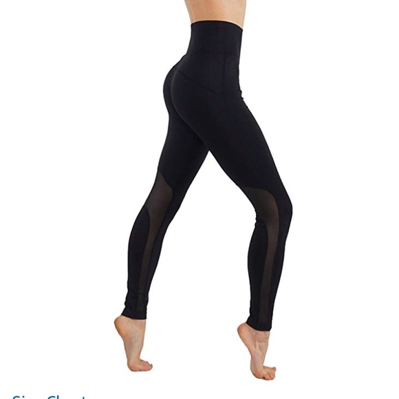 Yelete Pants - Workout leggings with mesh detail solid color